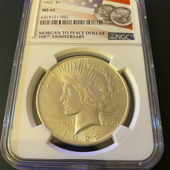 1922 Peace Dollar 100th Anniversary - Uncirculated - NGC Certified - MS 62 - Picture 3 of 4
